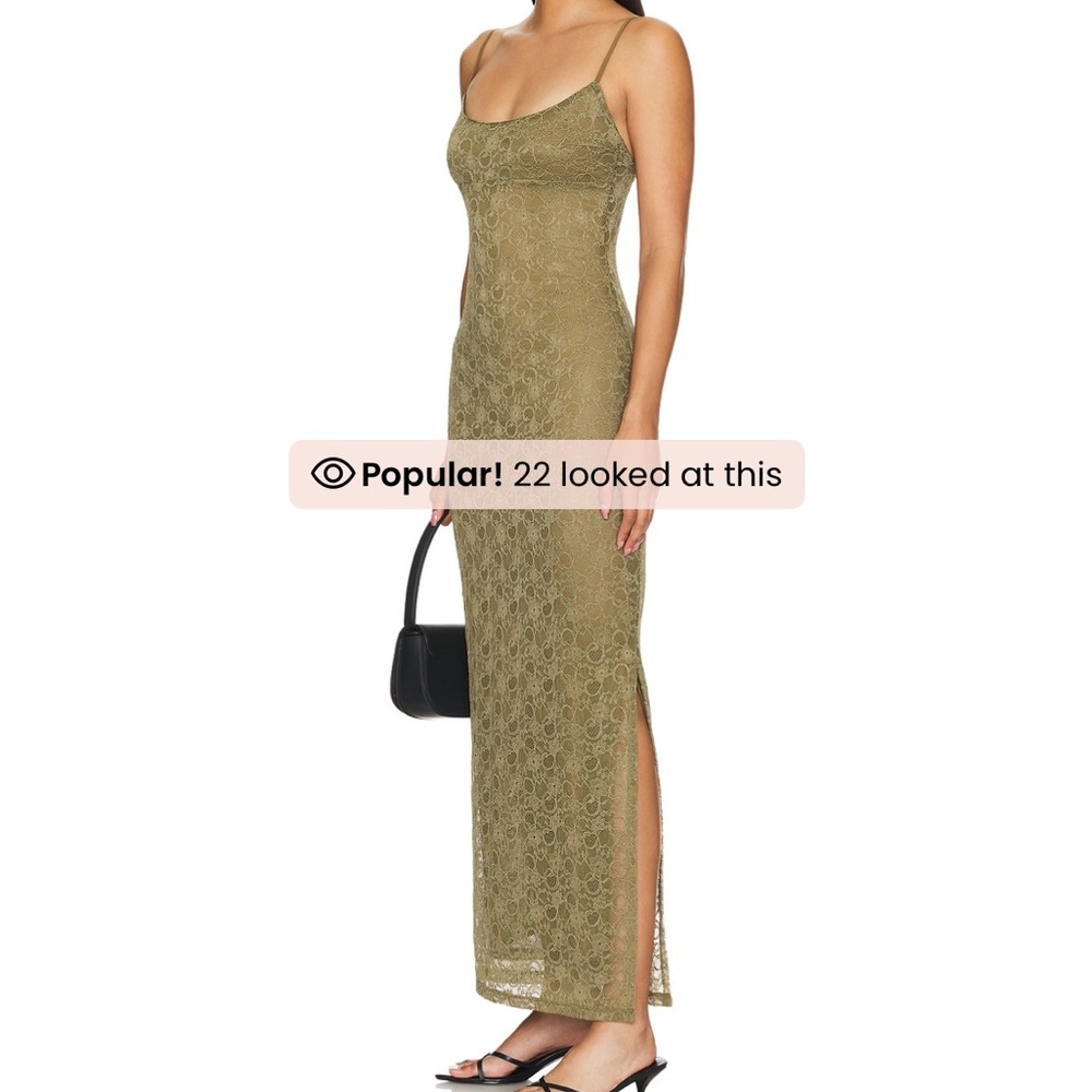 Miaou Green Spaghetti Strap Slip Maxi Dress